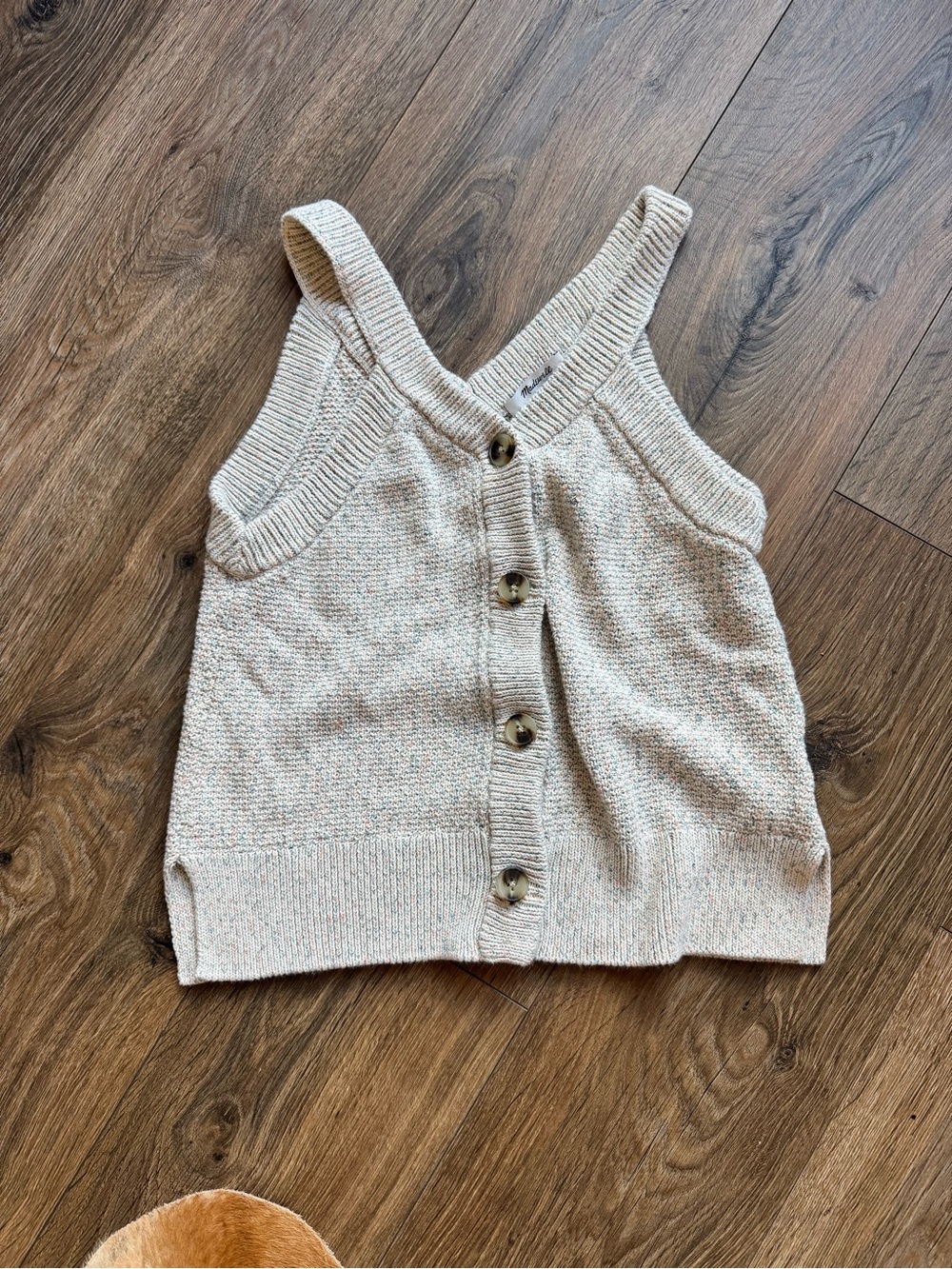 Madewell Cream Knit Button-Front Tank Top